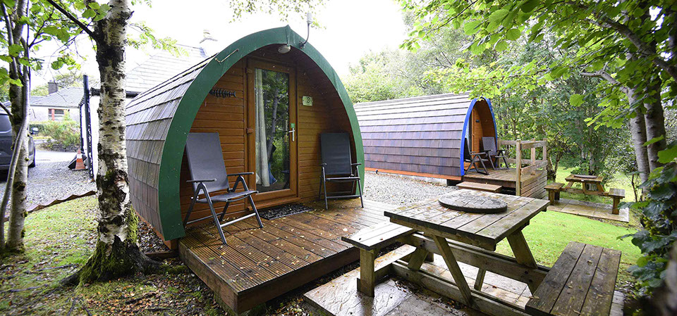 Dunvegan Camping Pods self catering accommodation with outside seating self catering pod