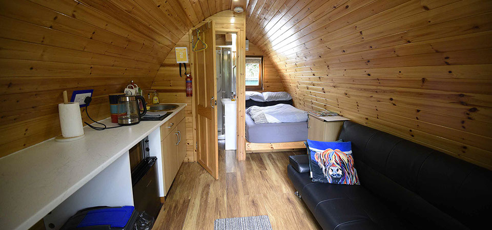 Our self catering Pods contain everything you require for a visit to the Isle of Skye