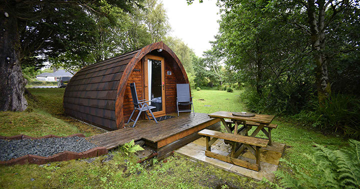 Dunvegan Camping Pods have outside seating areas with decking