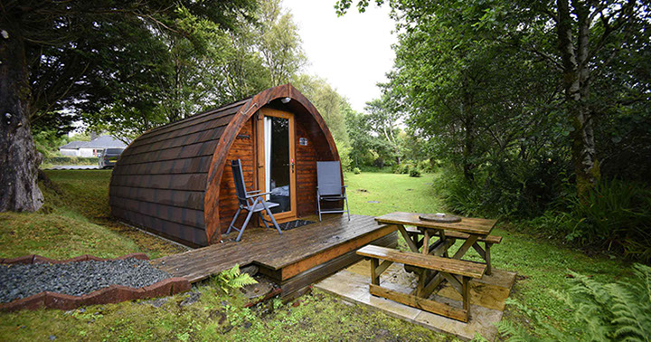 Dunvegan Camping Pods self catering accommodation with outside seating