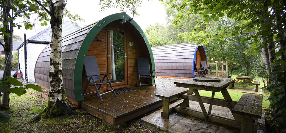 Dunvegan Camping Pods self catering accommodation have outside seating areas