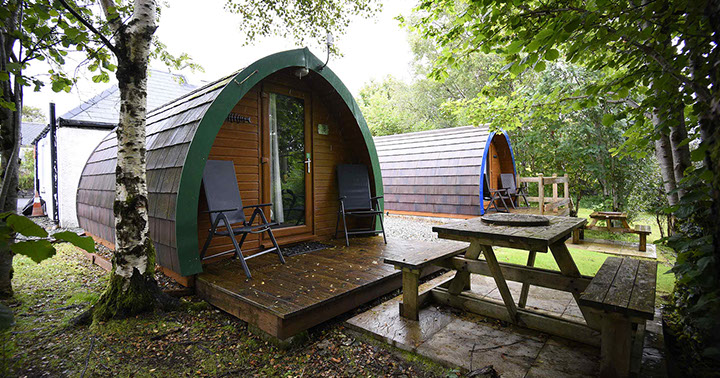 Dunvegan Camping Pods self catering accommodation have outside seating areas