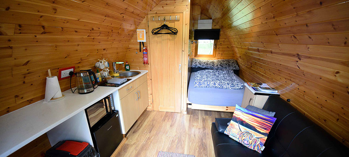 Dunvegan Camping Pods self catering Pods located in Dunvegan with comfortable double bed microwave and fridge